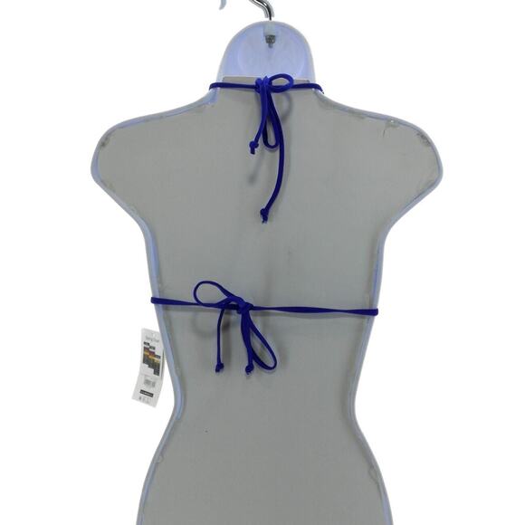 No Boundaries Blue Basic Halter Tie Neck and Back Swim Top Size Small - Picture 3 of 12